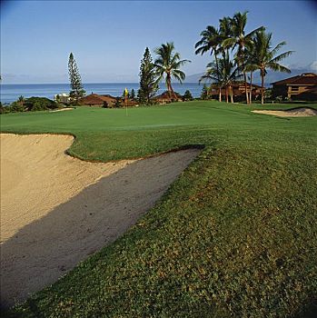 夏威夷,毛伊岛,卡亚纳帕里,高尔夫球场,北方,场地,洞