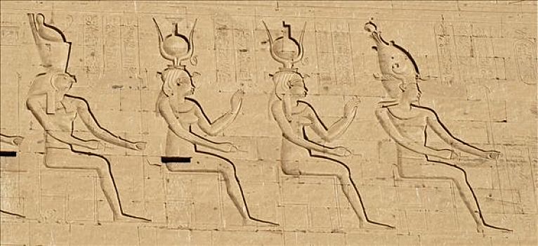 高安宝神庙,埃及,最好,保存,庙宇,植物,霍鲁斯,伊希斯,左边