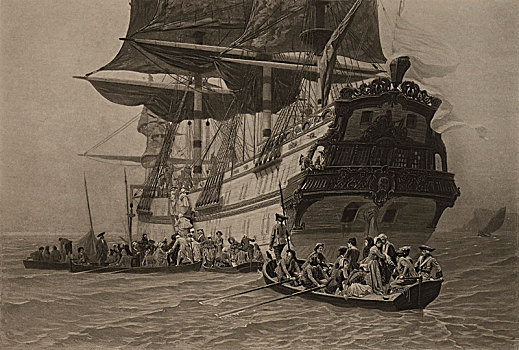 凹版照相,1875年,描绘,法国,艺术,巴黎,费城,船,文化,历史