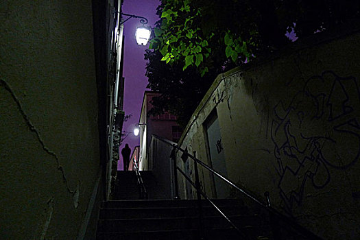 陡峭,楼梯,夜晚