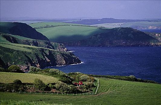 俯视,沿岸地区,康沃尔,英格兰