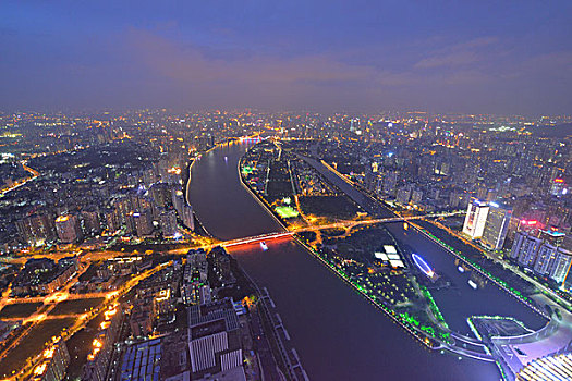 广州电视塔上拍摄广州全景之夜景