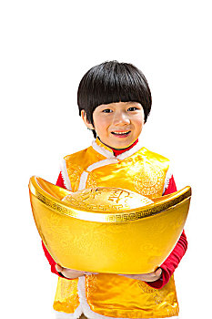 棚拍中國(guó)新年快樂的唐裝家庭