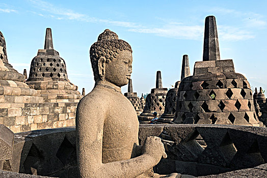 佛像,寺庙,浮罗佛屠,佛塔,日惹,爪哇,印度尼西亚,亚洲