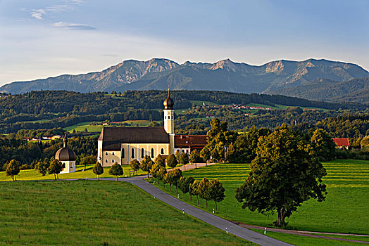 朝圣教堂,伊尔申伯格,后面,山,上巴伐利亚,巴伐利亚,德国,欧洲