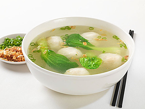 鱼丸,汤,小白菜,亚洲