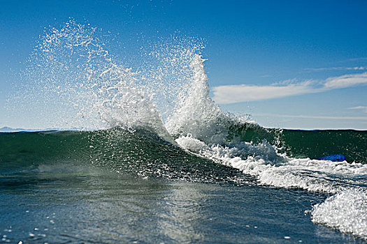 溅,水,顶端,波浪,中国海滩,不列颠哥伦比亚省,加拿大