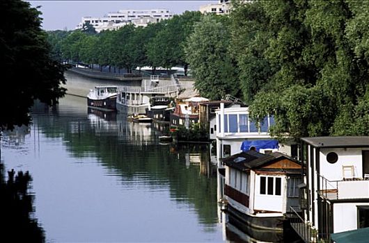 巴黎,驳船,停泊,塞纳河