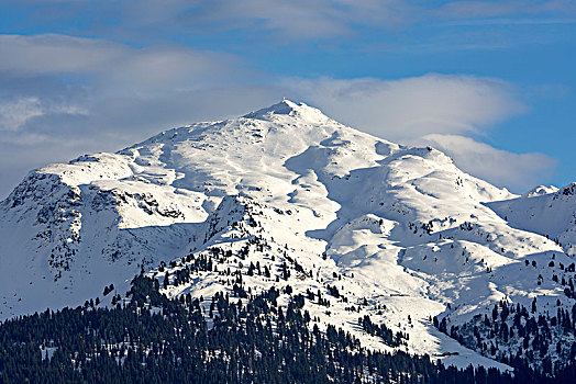 雪冠,顶峰,冬天,男式礼服,阿尔卑斯山,提洛尔,奥地利,欧洲