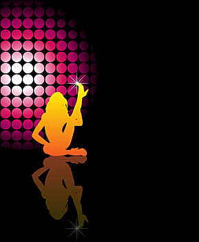 女孩,抬腿,拿着,巨大,迪斯科舞会,背景