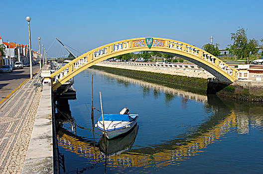 桥,上方,短柄槌球,运河,阿威罗,大耳小羚羊,区域,葡萄牙,欧洲