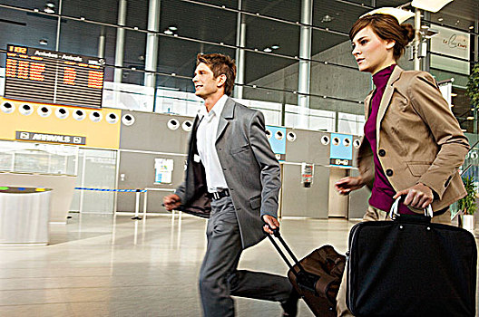 商务人士,职业女性,急促,行李,机场