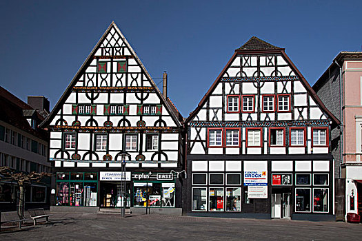 半木结构房屋,市场,区域,北莱茵威斯特伐利亚,德国,欧洲