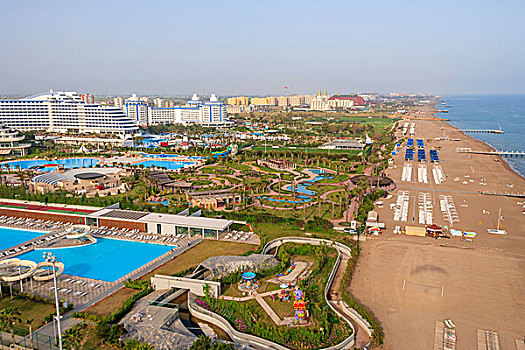 酒店,海滩,俯视,安塔利亚,土耳其