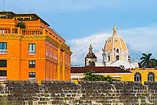 卡塔赫纳,哥伦比亚,殖民建筑,大教堂,一个,美洲