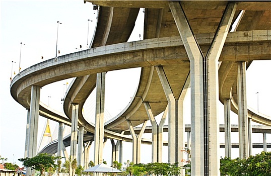 高速公路,弯曲,吊桥,泰国