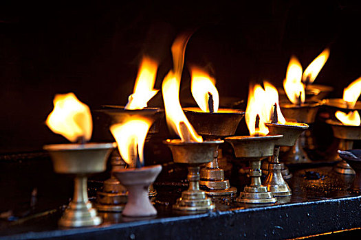 燃烧,油,灯,加德满都,尼泊尔