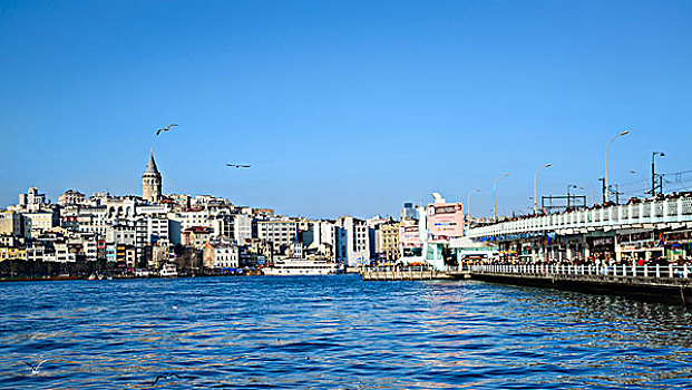 土耳其,酒店,伊斯坦布尔,加拉塔塔,加拉塔桥,在,金喇叭