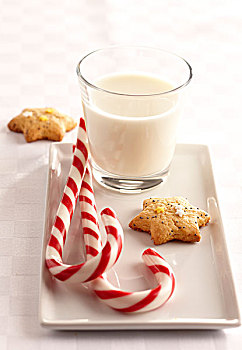 星形,圣诞曲奇,牛奶杯,大麦,糖