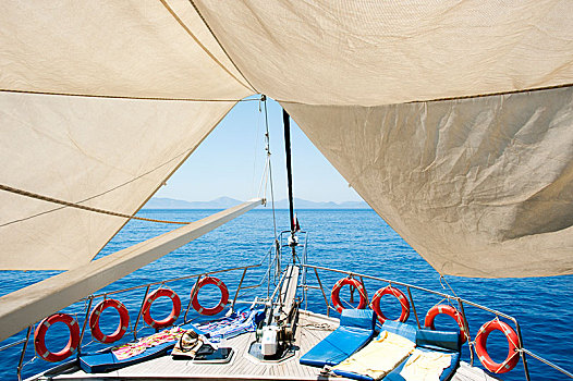 帆,救生圈,游船,土耳其,爱琴海,费特希耶,穆拉,省,区域,亚洲