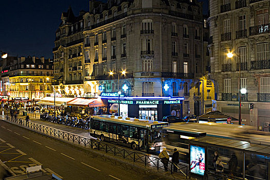 法国,巴黎,里昂火车站,区域,大道,夜晚