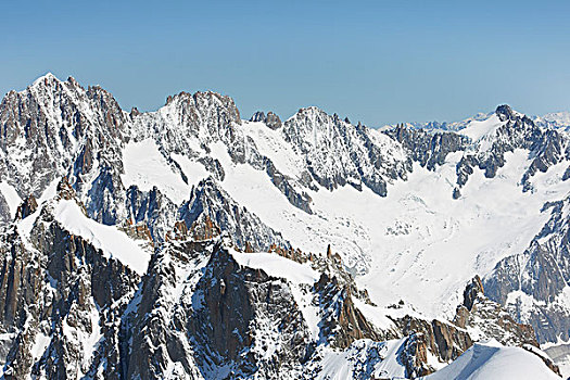 雪,山,场景,夏蒙尼,法国