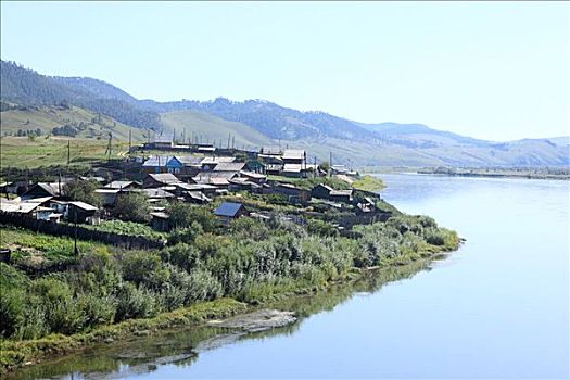 乡村,河,西伯利亚