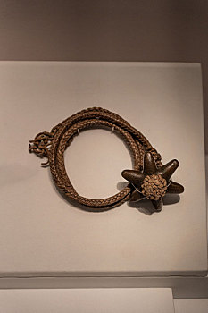 秘鲁印加博物馆藏印加帝国石器星形带绳锤
