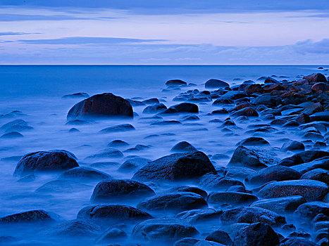 蓝色,钟点,波罗的海,海岸,雅斯蒙德国家公园,吕根,梅克伦堡前波莫瑞州,德国