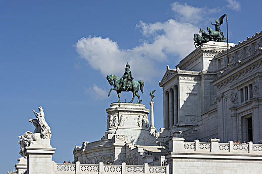 骑马雕像,正面,纪念建筑,罗马,拉齐奥,意大利,欧洲