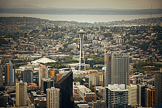 西雅图,屋顶,全景,风景,城市,建筑