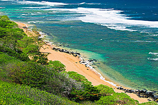 海滩,北岸,岛屿,考艾岛,夏威夷