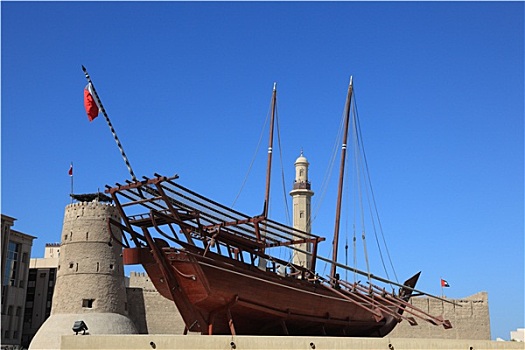 传统,独桅三角帆船,迪拜,博物馆,阿联酋