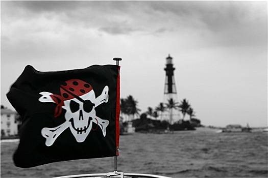 海盗,旗帜,黑色,红色,户外