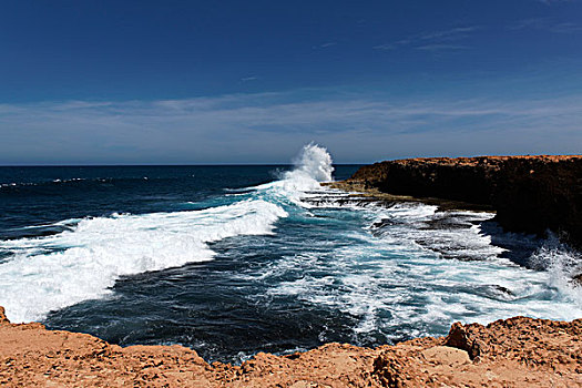 波浪,海岸线,北方,西澳大利亚