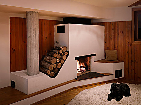 壁炉,原木,存储,木头,客厅,英国,家