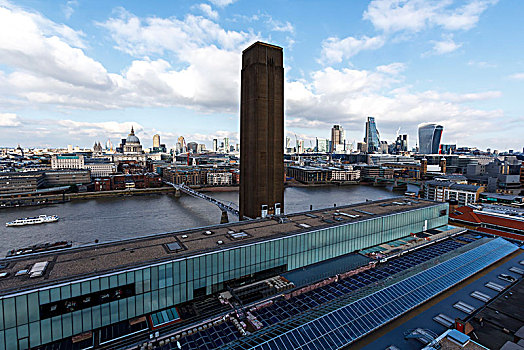 风景,上方,泰晤士河,塔,博物馆,天际线,伦敦,英格兰,英国