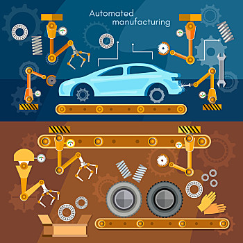 汽车生产线 卡通图片