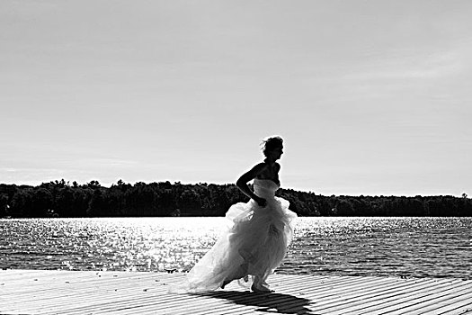新娘,跑,码头