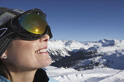 女人,戴着,滑雪护目镜,加拿大