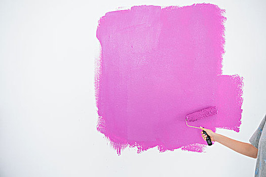 女人,描绘,墙壁,粉色,新家