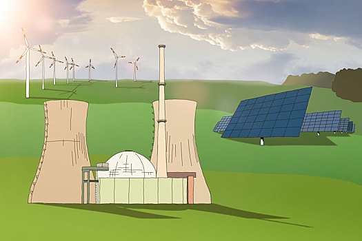 电,核电站,风电场,太阳能,公园