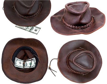 牛仔帽,幸运,钞票,隔绝,白色背景