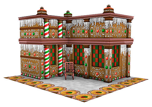 圣诞节,姜饼屋,白色背景