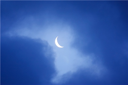新月,云,蓝色背景,天空