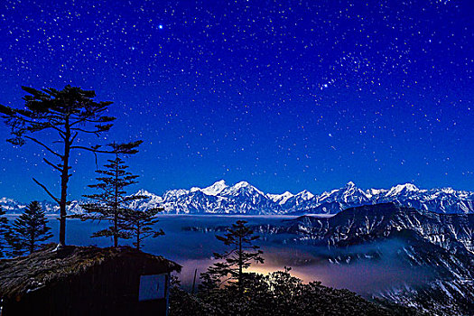 贡嘎雪山星空