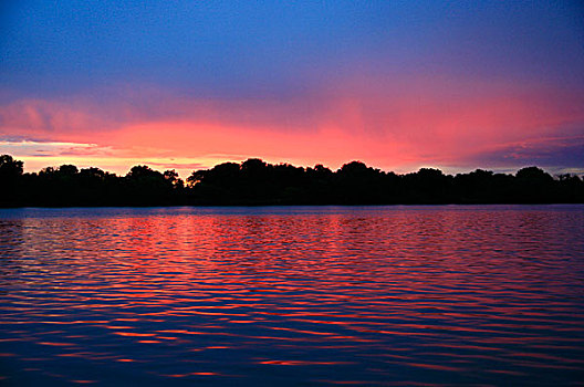 日落,赞比西河,赞比亚