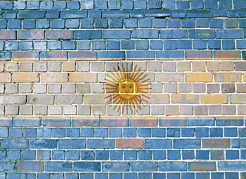 阿根廷,旗帜,砖墙