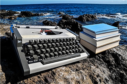 旧式,黑白,旅行,打字机