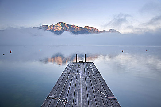 雾,上方,科赫尔湖,看,上巴伐利亚,巴伐利亚,德国